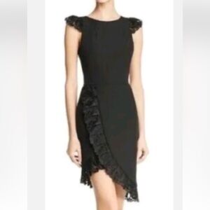 Bronx and Banco Black Asymmetrical Dress with Lace Large